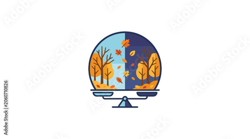 Foto Autumnal Equinox Illustration on Weighing Scales