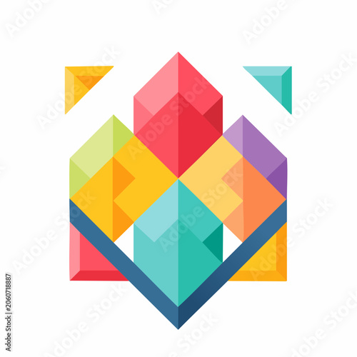 Abstract Geometric Design with Colorful Shapes
