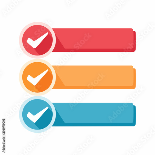 Checklist with three colored items and checkmarks