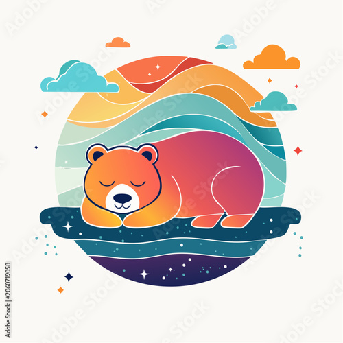 Cute Sleeping Bear Illustration