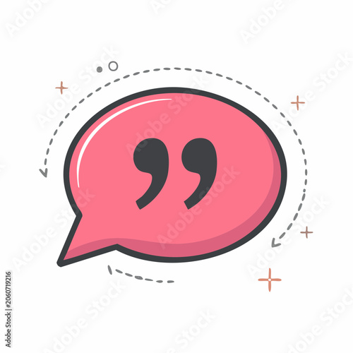 Pink Speech Bubble with Quotation Marks