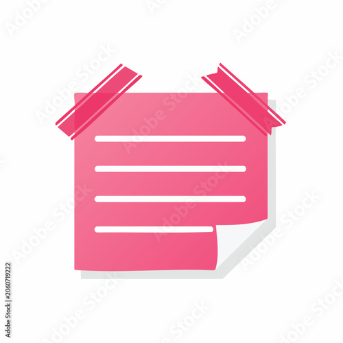 Pink Sticky Note with Lines and Tape