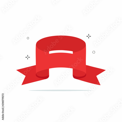 Red Ribbon Banner with Sparkle Elements