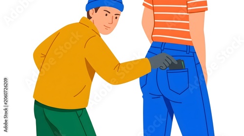 Thief Stealing Wallet from an Unaware Pedestrian