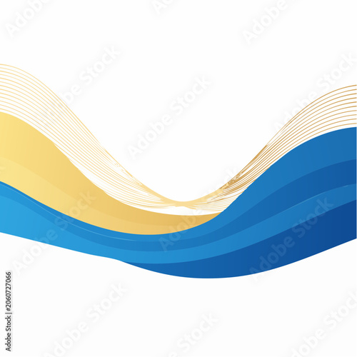Abstract Blue and Gold Wavy Lines Background