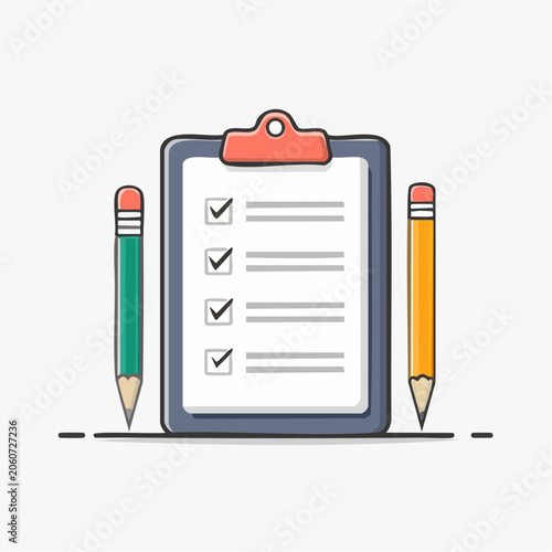 Clipboard with Checklist and Pencils