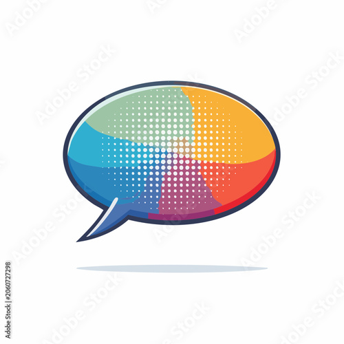 Colorful Speech Bubble with Halftone Pattern