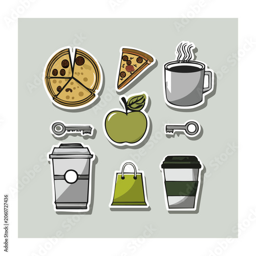 Flat design food and drink icon set