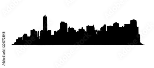 Fotografie Silhouette of skyline panorama of downtown Financial District and the Lower Manhattan in New York City, USA