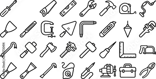 Φωτογραφία Workshop Tool and Craft Instrument outline icon set