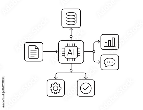 Artificial Intelligence AI Chip Processing Data Vector Illustration