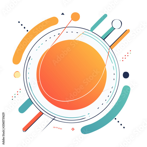 Abstract geometric circle with dynamic lines and shapes