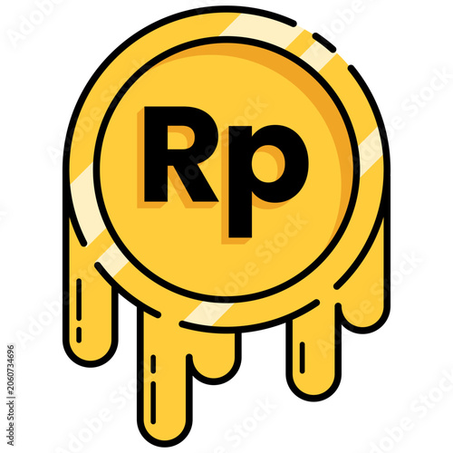 Fotografija Melting Indonesian Rupiah Currency Weakening Flat Icon