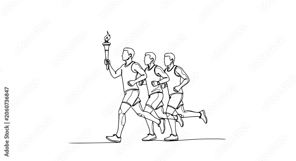 Fototapeta premium Athletes Running Torch Relay