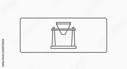 Laboratory funnel on stand, scientific experiment equipment, simple line drawing