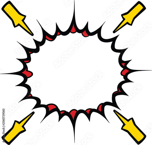 Comic burst with arrows pop art emphasis dynamic design concept