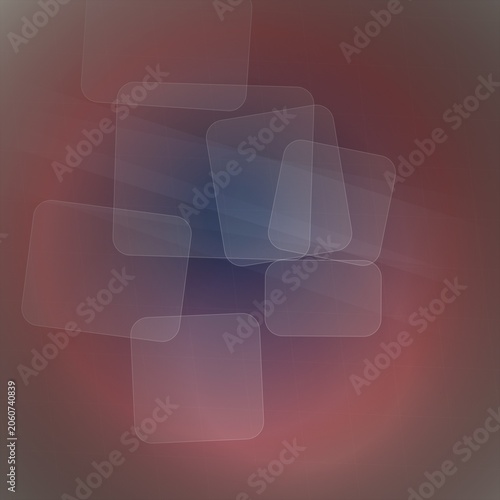Abstract red purple blue geometric shape 3D render