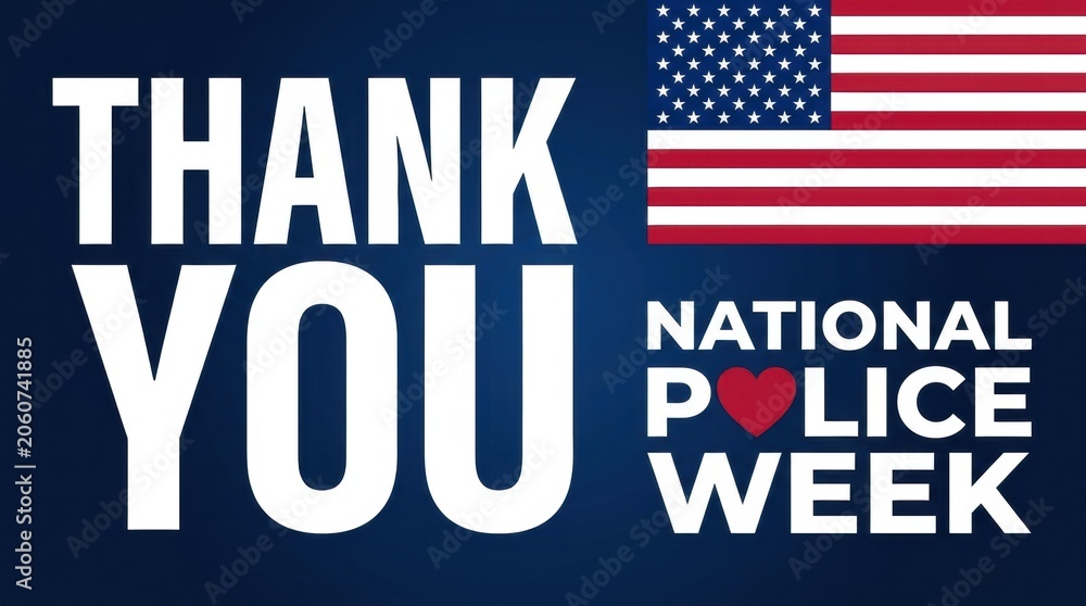 Fototapeta premium National police week thank you message with american flag