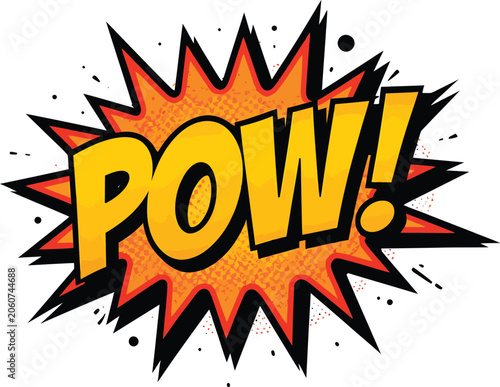 Comic explosion POW text pop art action impact design concept