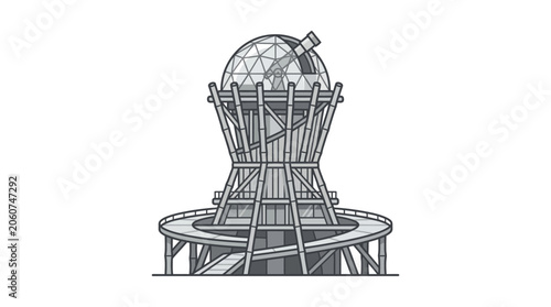 Obraz na płótnie Modern circular lighthouse tower icon with glass dome.