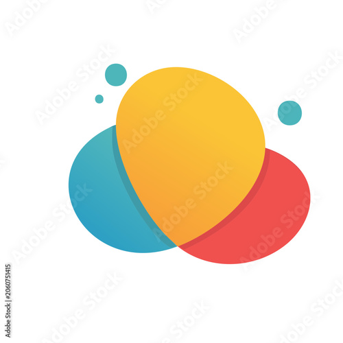 Colorful overlapping circles icon on transparent background