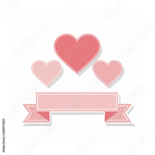 Pink hearts and banner illustration