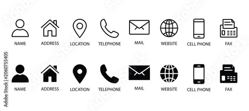 Modern Contact Details Icons Pack for Branding and Business Cards.