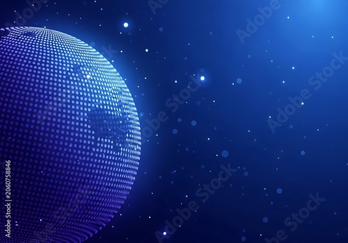 Abstract digital globe made of glowing dots in deep space