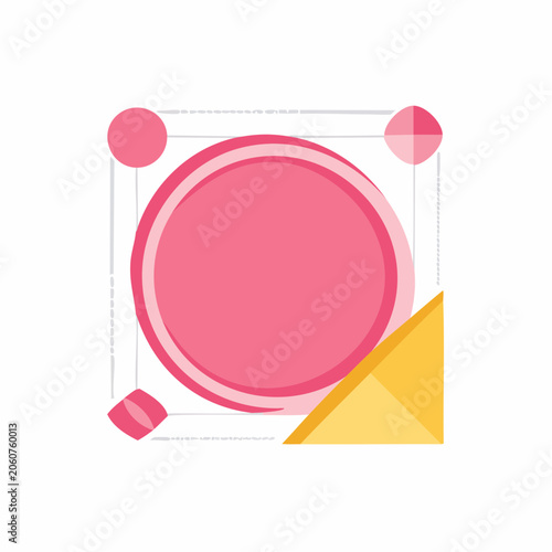Abstract Geometric Shapes with Pink Circle and Yellow Triangle