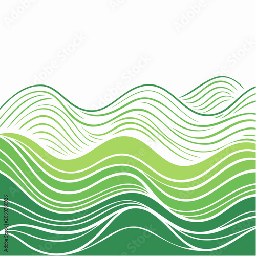 Abstract Green Waves Background