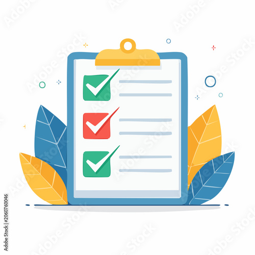 Checklist with Green and Red Checkmarks on Clipboard