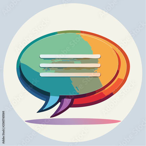 Colorful Speech Bubble Icon with Three Lines
