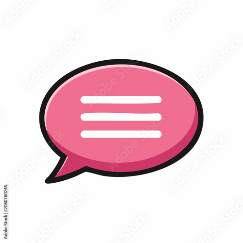 Pink Speech Bubble Icon with Three Lines