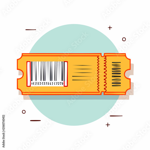 Yellow Ticket with Barcode and Perforated Edge