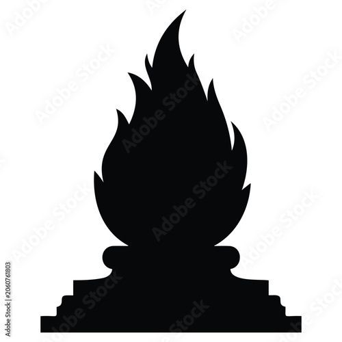 Canvas Print Eternal flame on stone pedestal silhouette vector illustration for monument and memorial