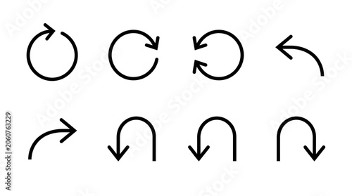 Collection of simple black arrows icons on white background, vector illustration