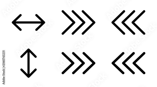 Directional Arrows Set: Horizontal, Vertical, Right, Left, Double Arrows, Icons