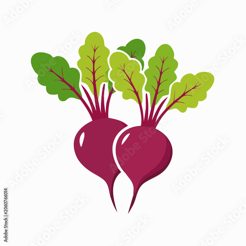 Two fresh beetroots with green leaves