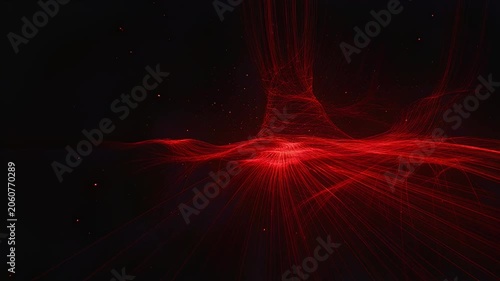 Abstract red glowing lines forming a network in dark space