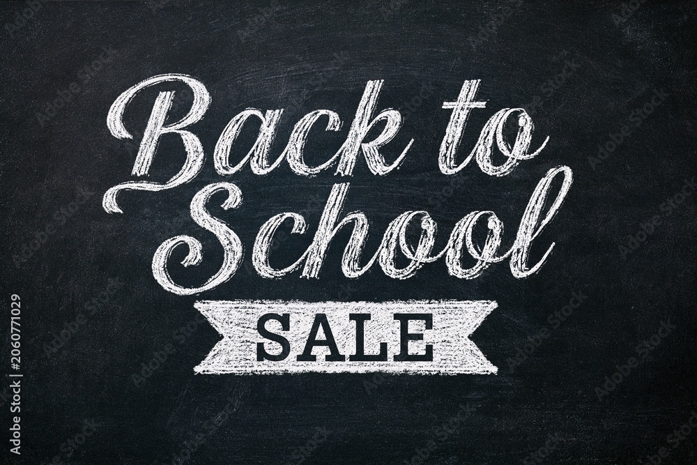 Fototapeta premium School sale typography on a chalkboard for back to school education discount event