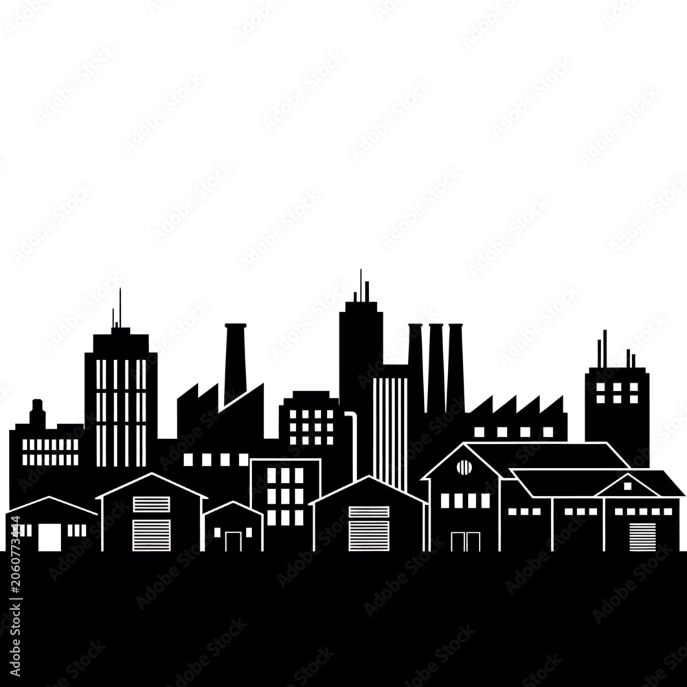 Obraz premium City Industrial Skyline Buildings.