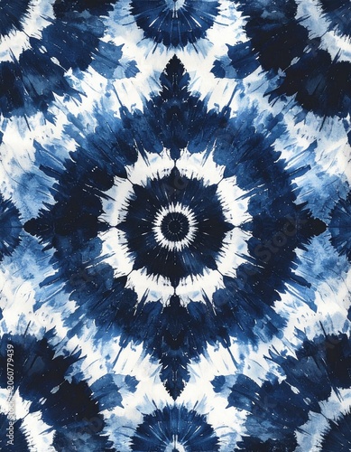 Circular indigo dye pattern