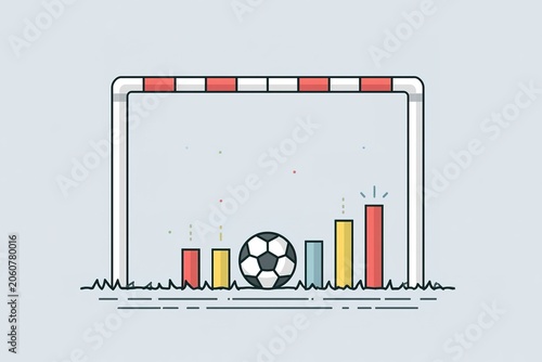vector illustration of a business graph with football