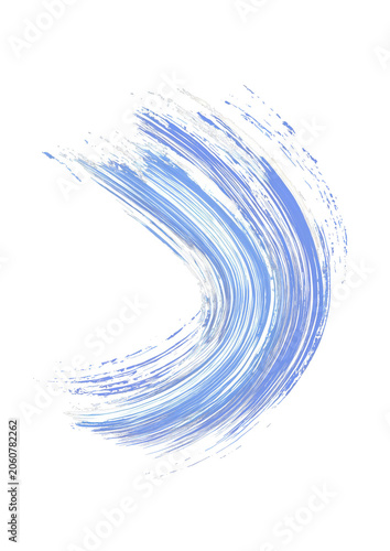 Blue and white curved brushstroke against a black background, artistic, textured