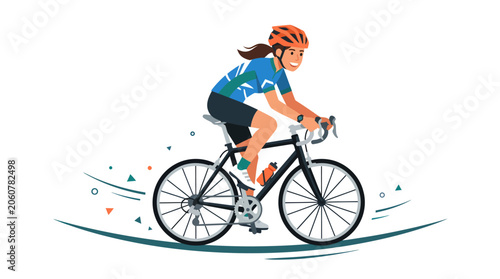 Young Boy Riding Bicycle on Trail in Motion.