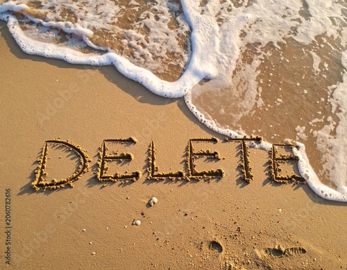 DELETE word on sand, waves