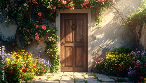 Enchanted floral entryway door