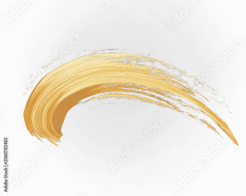 Swirling golden brushstroke against a black background