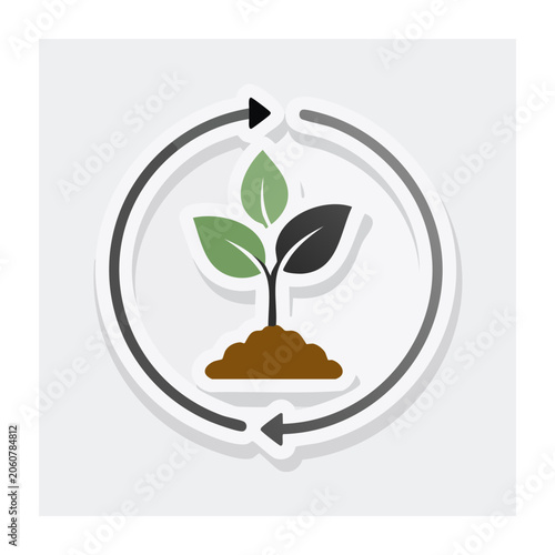 Seedling growth icon with circular arrows