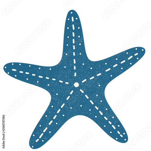 Slika na platnu Textured blue starfish illustration with starfish echinoderm creature